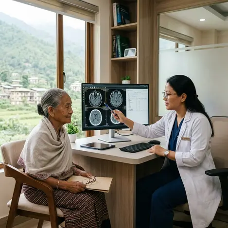 Doctor reviewing diagnostic reports with a patient